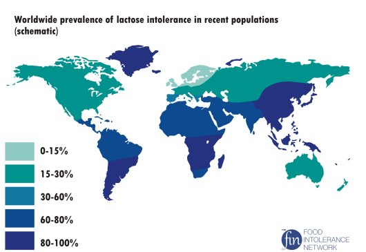 Mapa mundial de intolerencia a la lactosa